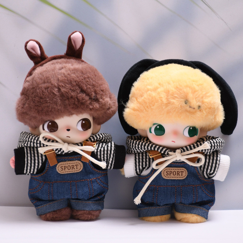 DIMOO WORLD Clothes Denim Overalls Black Striped Hoodie Set|For for ...