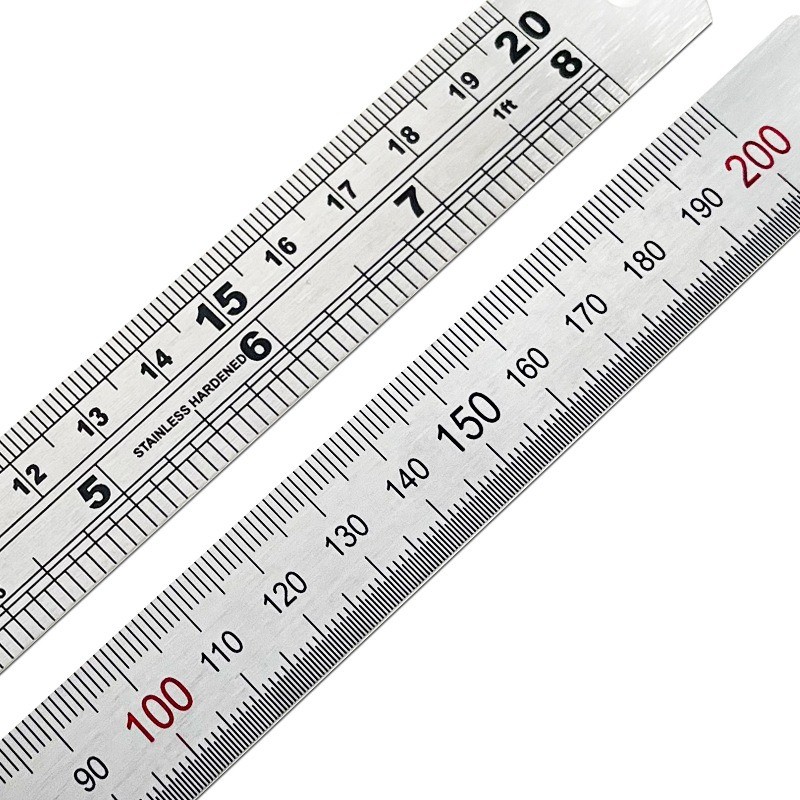 Thickened stainless steel ruler double-sided metric and imperial scale ...