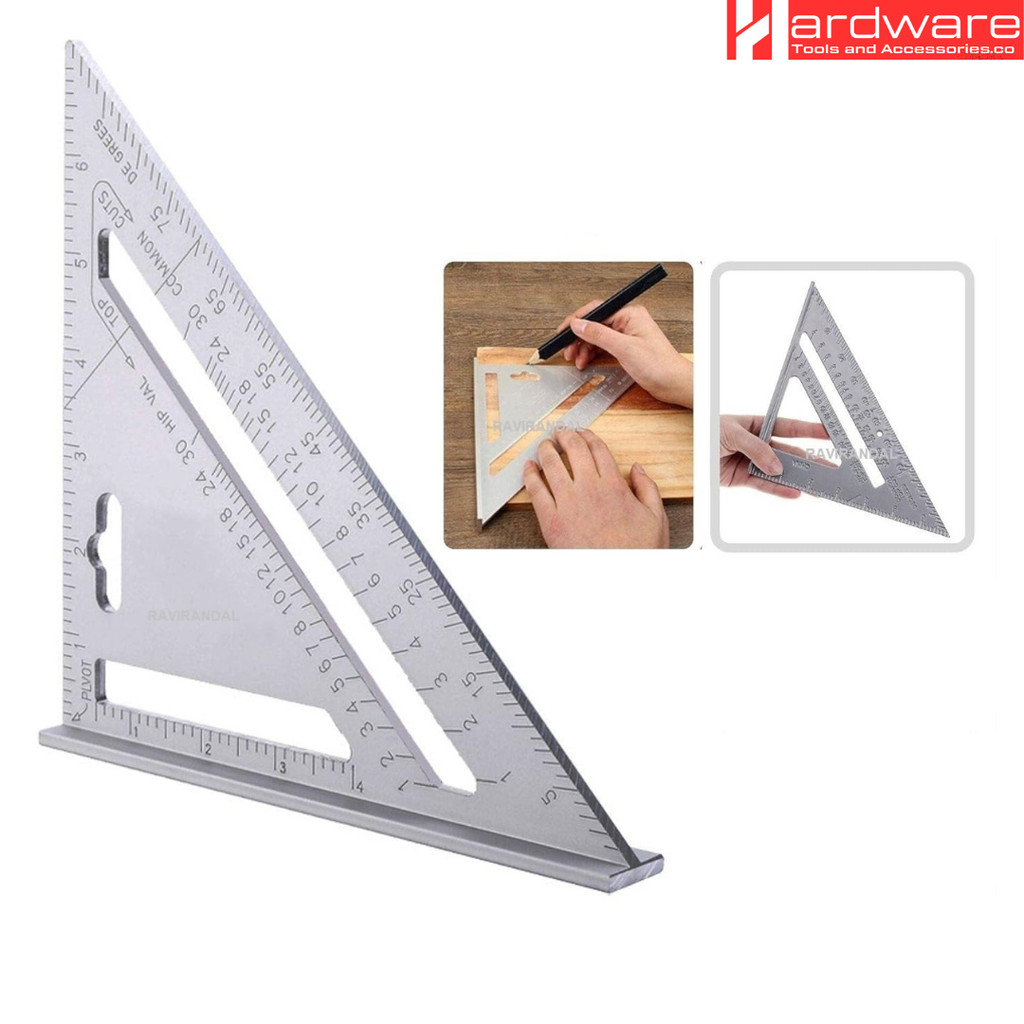 Triangle Ruler 7 inch 12 inch Aluminum Alloy Angle Protractor Speed ...