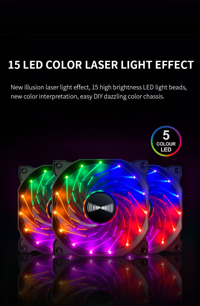 TEUCER 120mm Cooling Fan RGB Vortex Light Effects 12V Big 4Pin ...