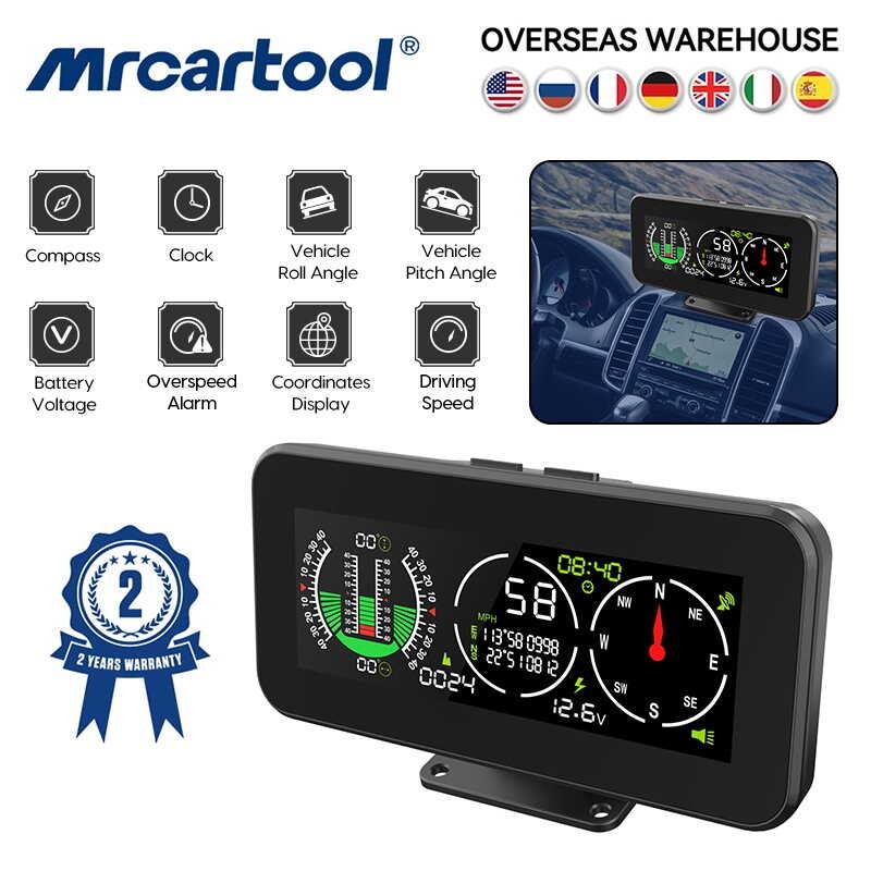 MRCARTOOL M60 GPS Speed Slope Compass Speed Digital Clock Multifunction ...