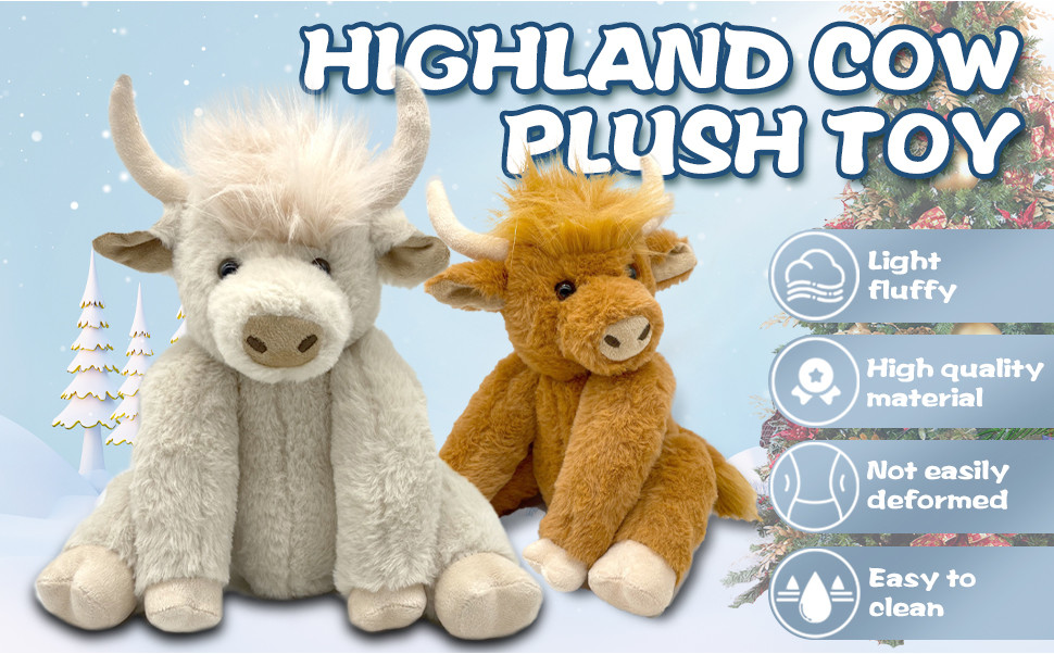 Rytanda Highland Cow Plush Toy That Makes Sounds Adjustable Joints Can ...