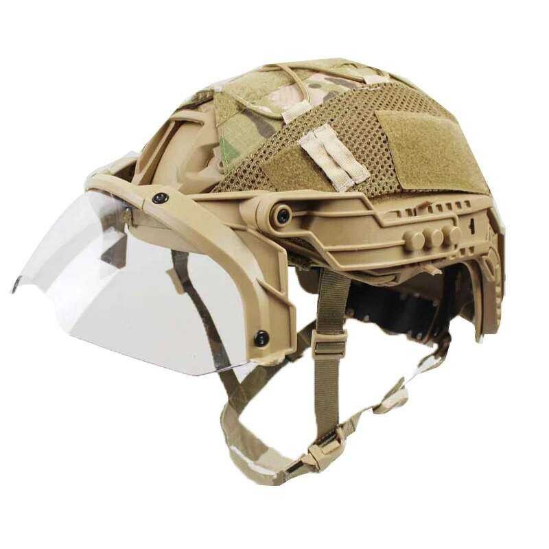 Air Soft Casque Tactique Airsoft Type PJ Avec Masque Amovible - Réglable 22.4-23.5 - Rails Pour Accessoires - Pour Paintball, Chasse Airsoft Equipement