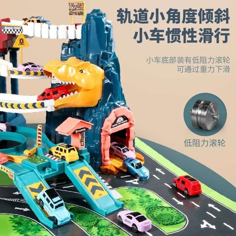 dinosaur Rail curved road car track set · building block parking lot ...