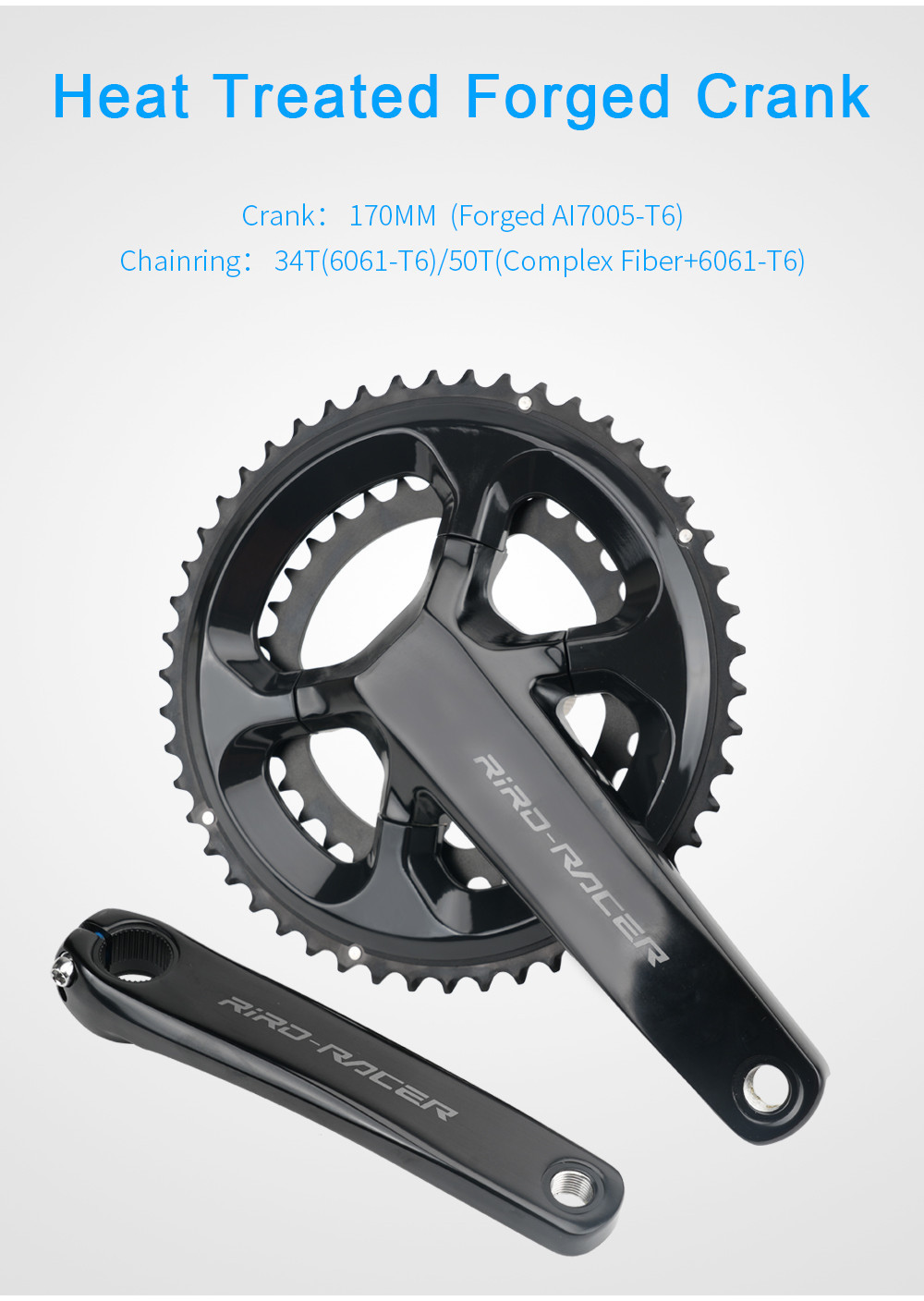 RIRO RACER R8 Road Bike Crank 170mm 50-34T Chainrings Sprockets Hollow ...