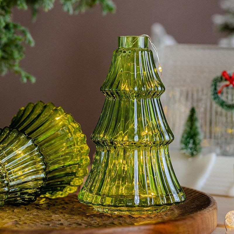 Christmas Vase Glass Vase Ornaments Green Premium Flower Arrangement ...