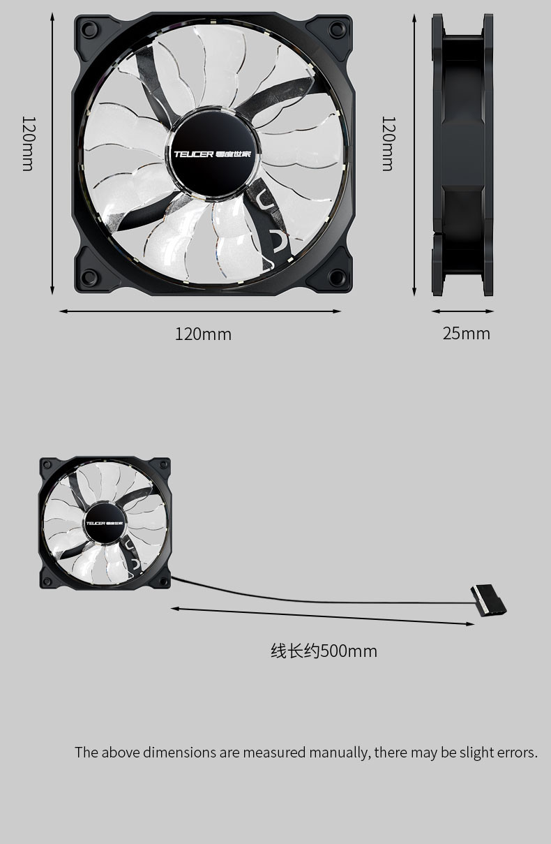 TEUCER 120mm Cooling Fan RGB Vortex Light Effects 12V Big 4Pin ...