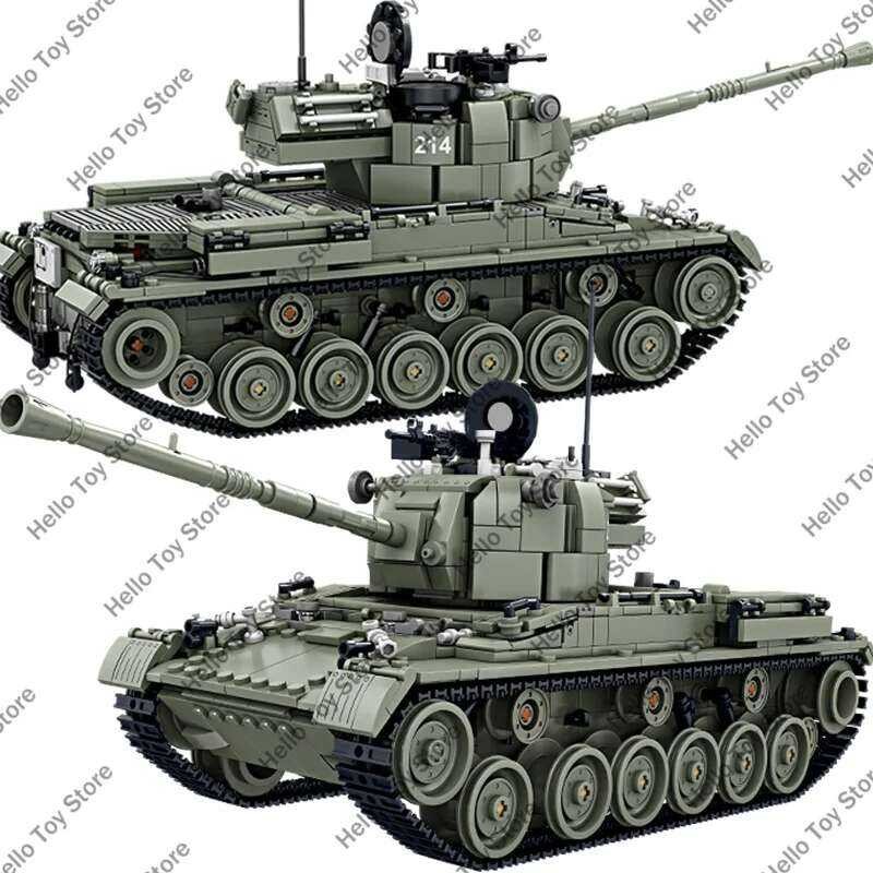 Tt 2024 US Ww2 M47 Medium Building Blocks Patton Tank Model Army ...