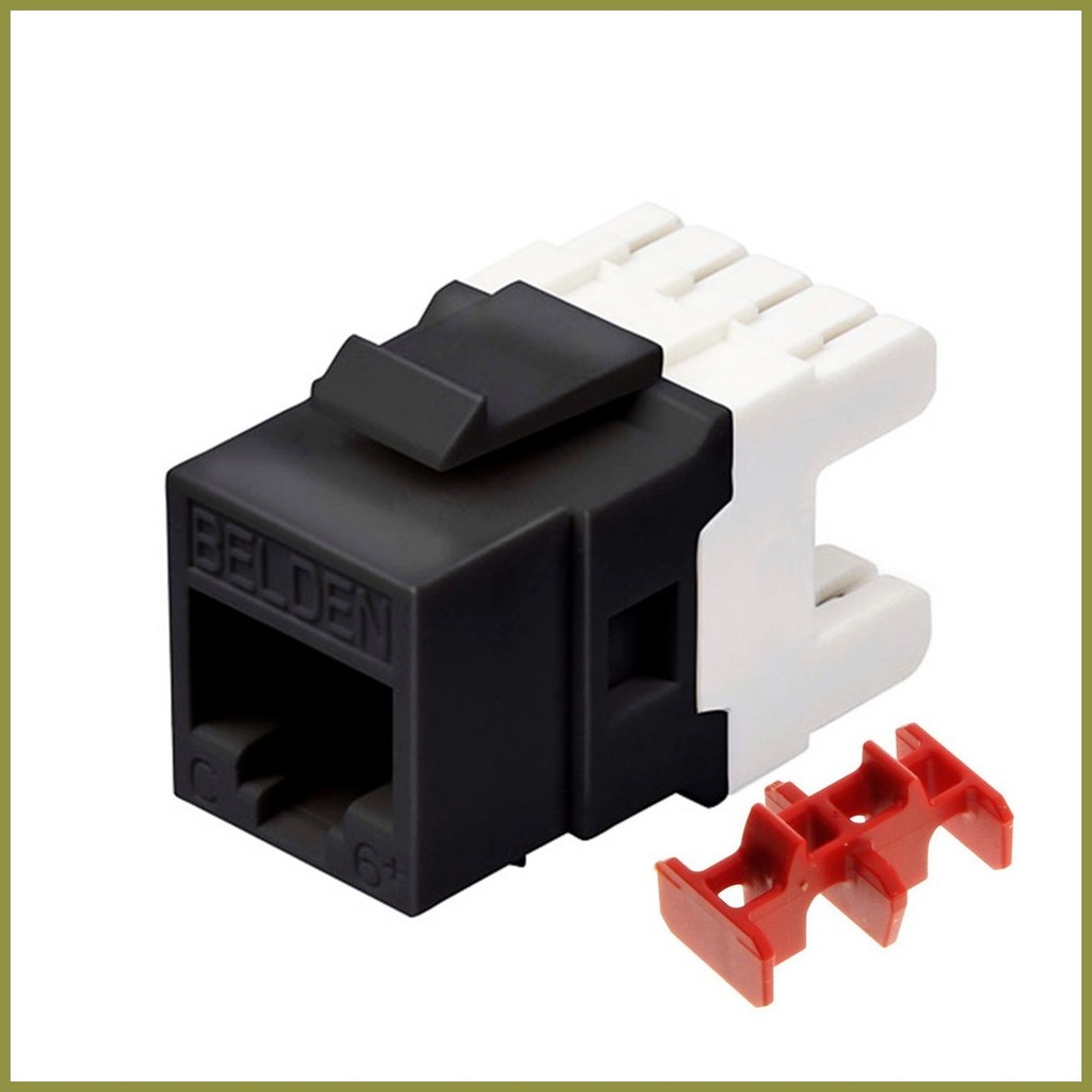 ∇ BELDEN Cat6 Information Outlet AX101321 Black/White i/o Keyconnect ...
