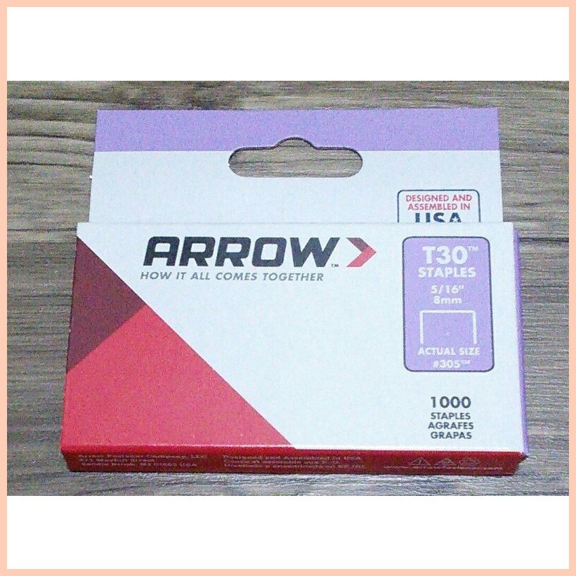 ☸ ☪ Arrow Gun Tacker Staple Wire T30 5/16" 8mm 1000 Staples/Box