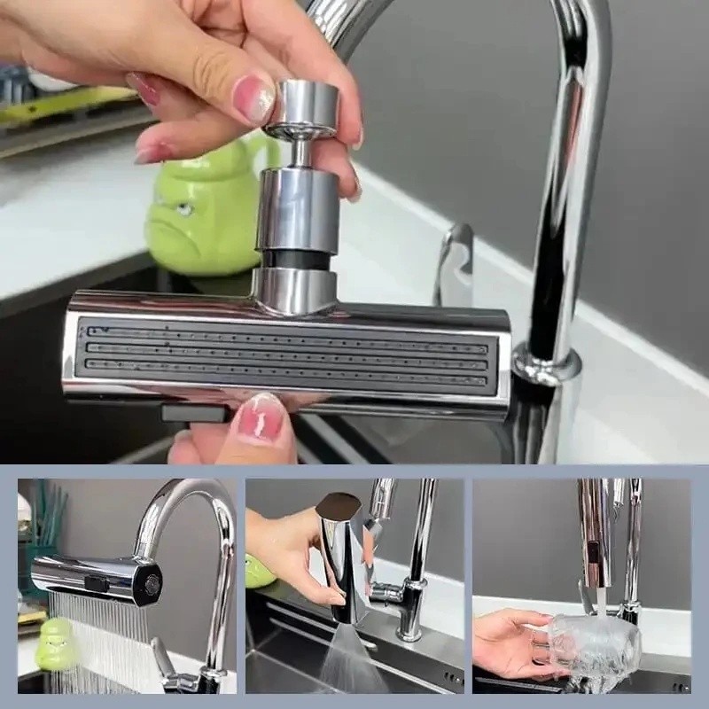 720° Rotation 4 in 1 Waterfall Kitchen Faucet 4Function Kitchen Sink
