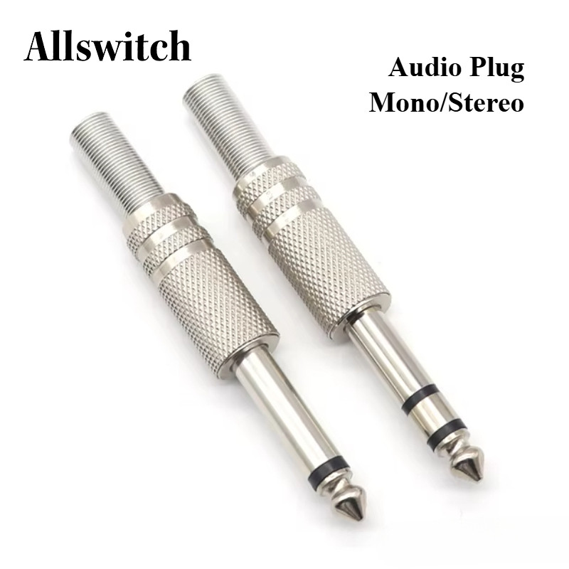4/2Pcs 6.3MM Mono/Stereo AUDIO Jack Plug Male Connector Welding Line ...