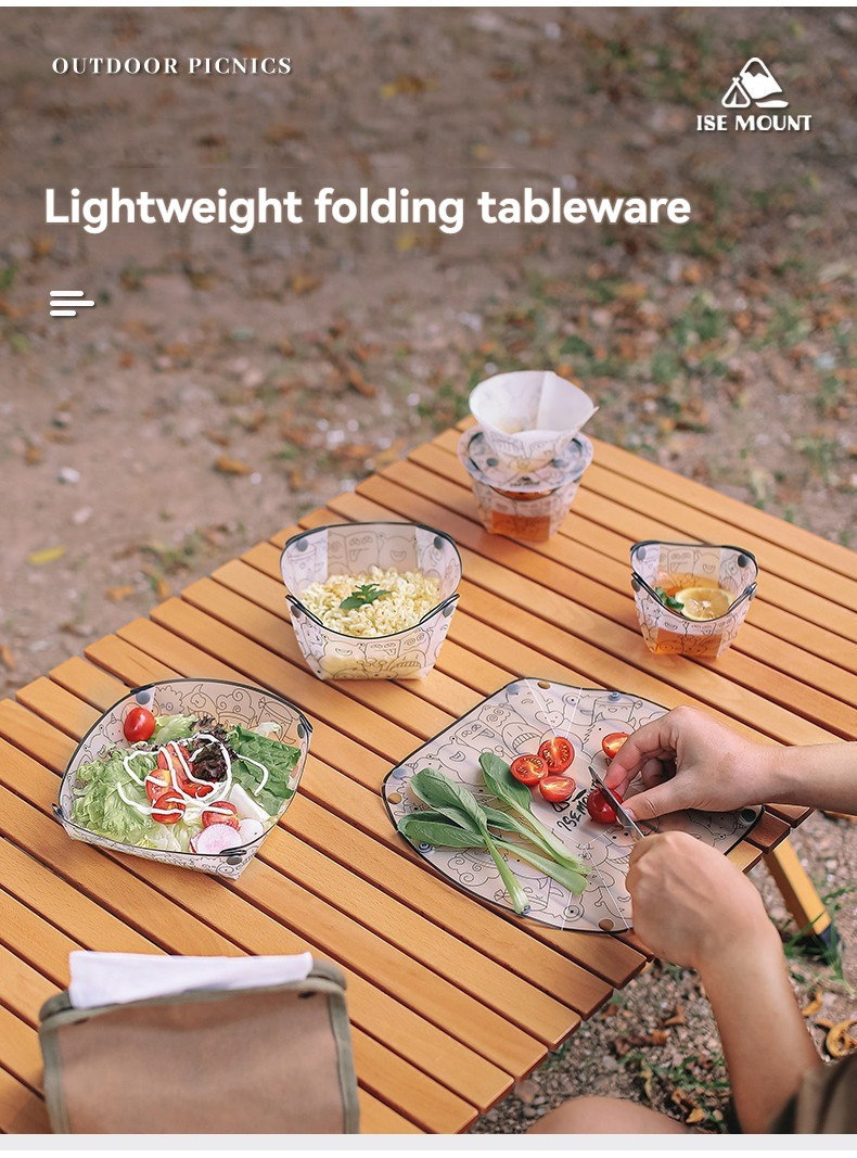 [HODR] Outdoor Camping Plate Folding Dining Set Lightweight Camping