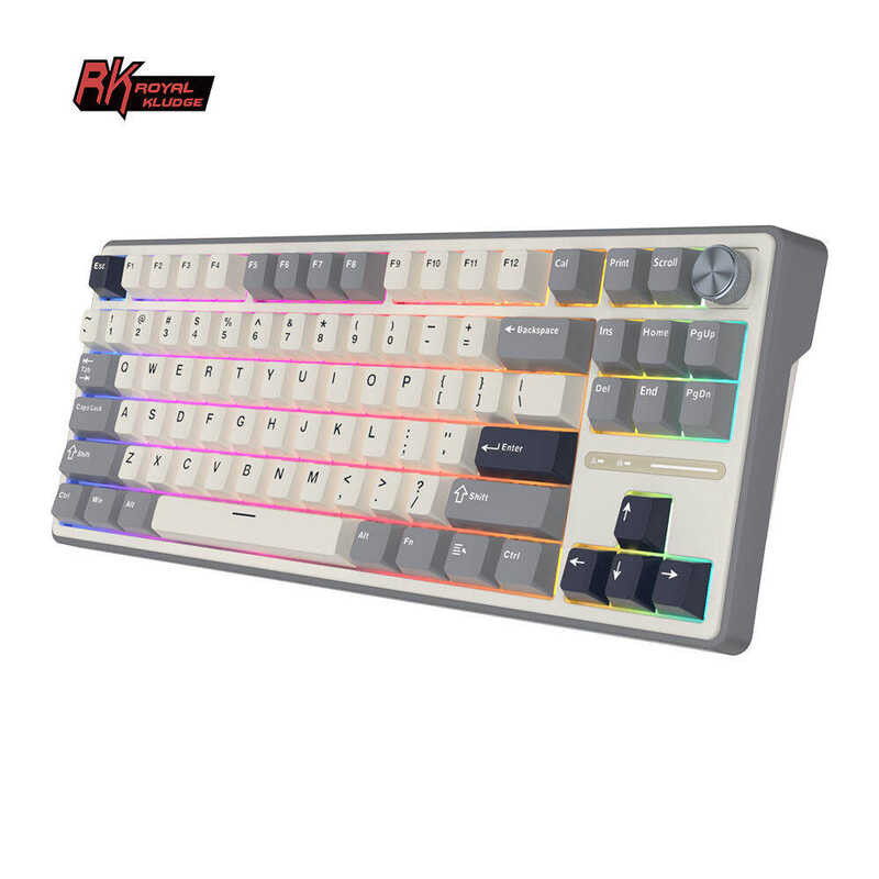RK ROYAL KLUDGE R87 Pro Wired Nical Hot Swappable Knob RGB Backlit ...