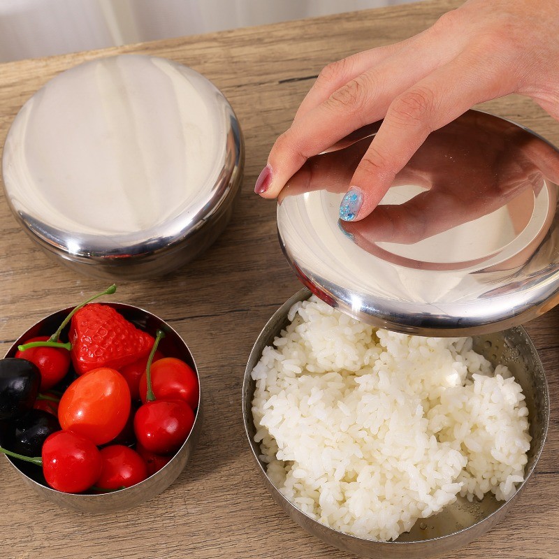 Kitchen Insulation Steamed Rice Bowl Round Stainless Steel Vegetable ...