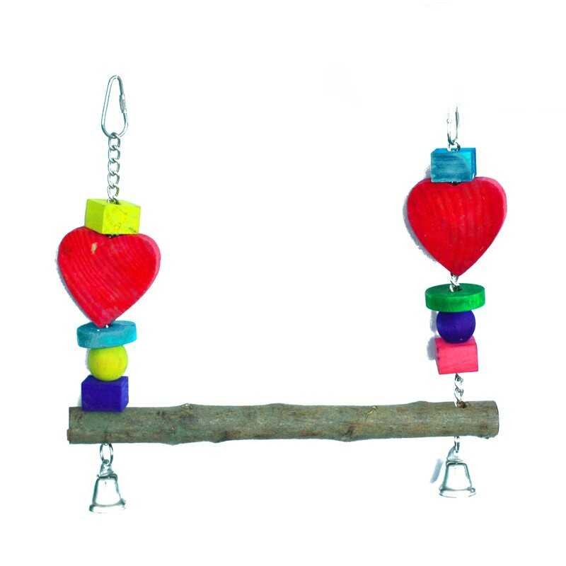 Picture of parrots, Wooden standing bars, suspension bridges, bird training toys ...
