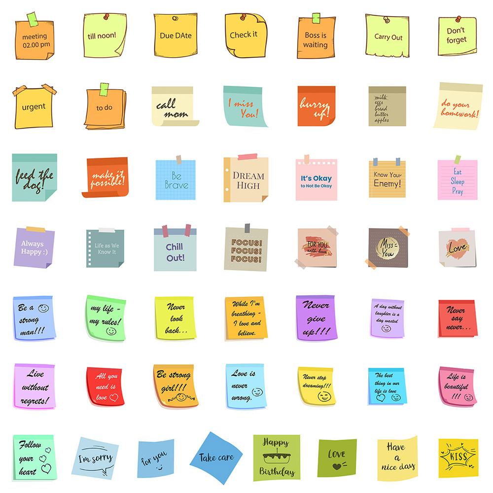 MUYA 50pcs Memo Art Stickers Waterproof Vinyl Decals Colorful Note ...