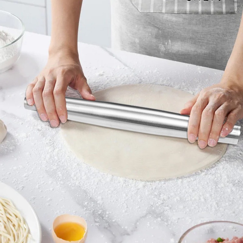 Easy Clean Hollow Stainless Steel Dumpling Skin Rolling Pin- Safe ...