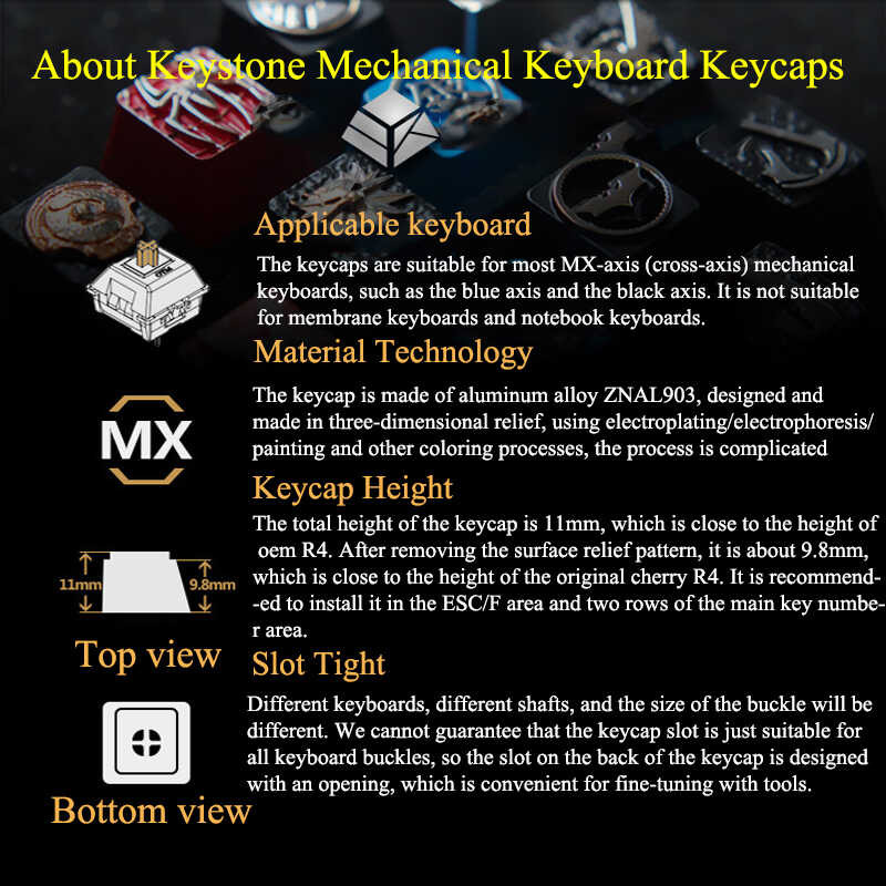 Zinc Aluminium Alloy Key Cap Nical Keyboard Keycap For DNF Dota 2 OW ...