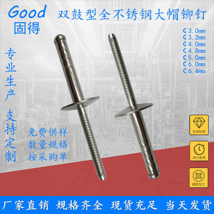 Gude Double Drum Stainless Steel Large Cap Core Pulling Rivet 304 High ...