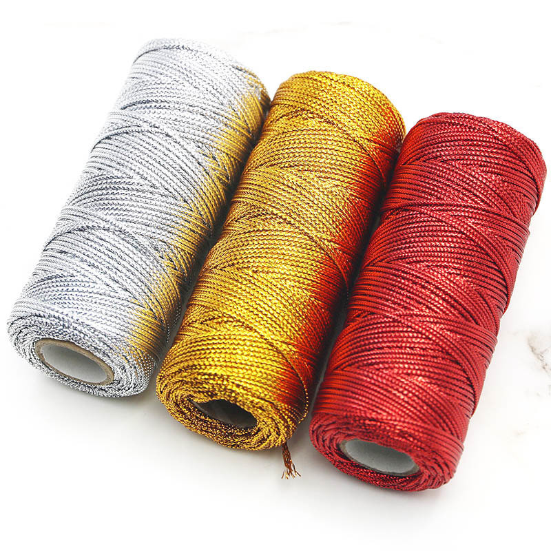 ((100m/Roll) 1mm Wide 16 Strands Braided Hollow Gold Thread Gift Box ...