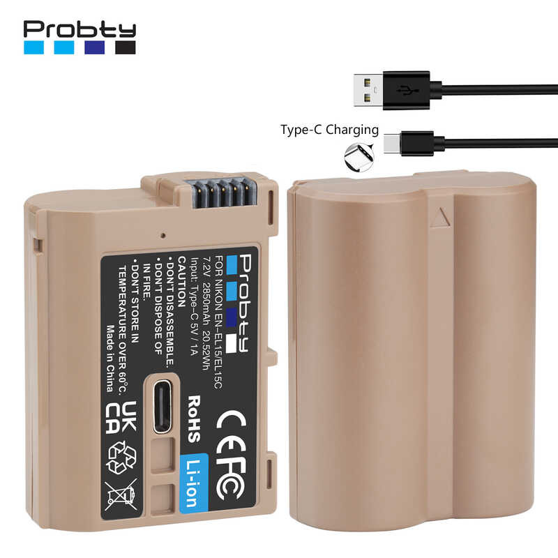 Chargeur Double Blumax Pour Batteries Nikon EN-EL15 - USB-C/Micro USB - Compatible Z8, Z7II, D850, Etc.