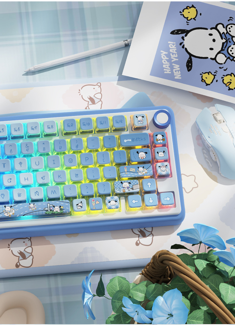 Cyberpunk Ghost Pudding Keycap MSA Profile PBT Four-sided Light ...