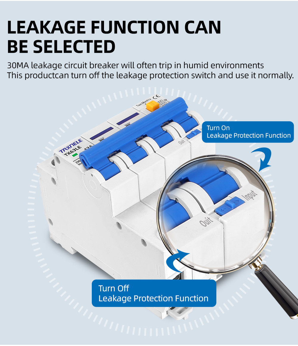Leakage Protector RCBO Overload Short Circuit Protection 2P 4P 30mA ...