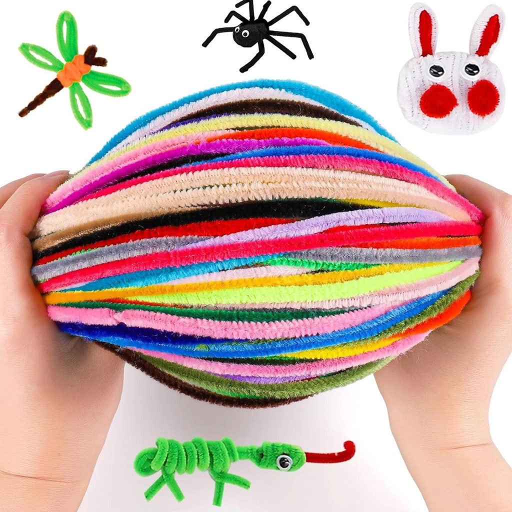 100pcs 30cm Colorful Dense Fuzzy Wire Pipe Cleaner Craft Flower ...