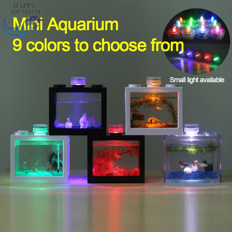 Betta Fish Tank Mini Aquarium Block Tank Building Block | Shopee ...