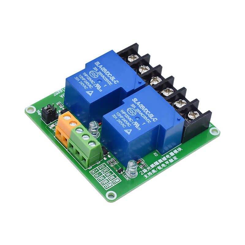 1 ONE TWO 2 channel relay module 30A with optocoupler isolation 5V 12V ...