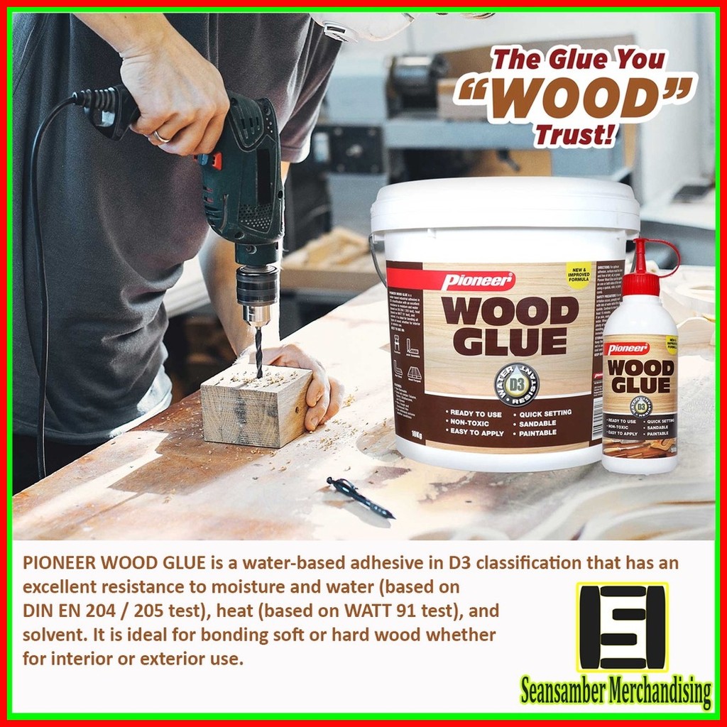 ♂ Wood Glue Pioneer 500g Water-Resistant Adhesive Easy Dispense Bottle ...