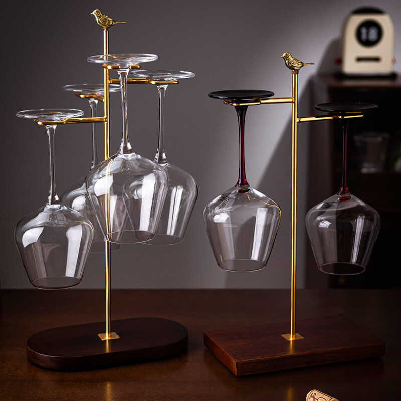 Red Wine Rack Ornament Hanging Cup Glass Rack, High Footed Cup Rack ...