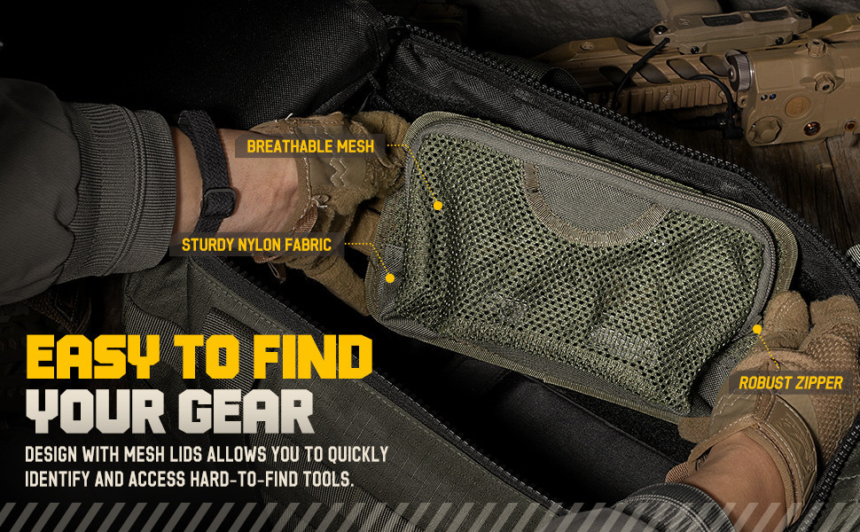 Tactical Mesh Zipper Pouch Modular Insert Panel Organizer EDC Utility ...