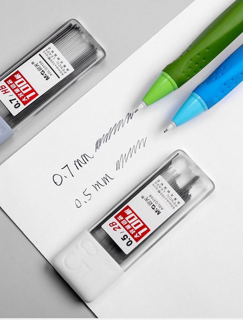 100 Pieces/bottle, Morning Light Large Capacity Lead 0.5mm/0.7mm 2B/HB