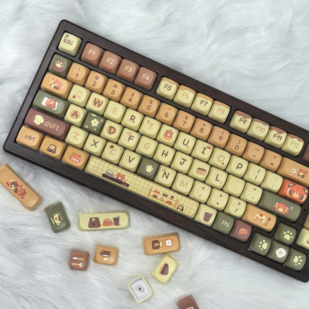 Red Pandas Cafe Keycap MOA Profile 120+ Keys PBT Dye Sublimation MAD 68 ...
