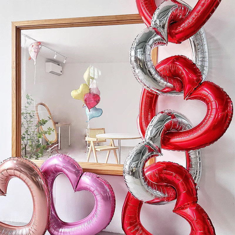 84x84cm Large Size Heart-shaped Hollow Balloon 40-inch Wedding Aluminum ...