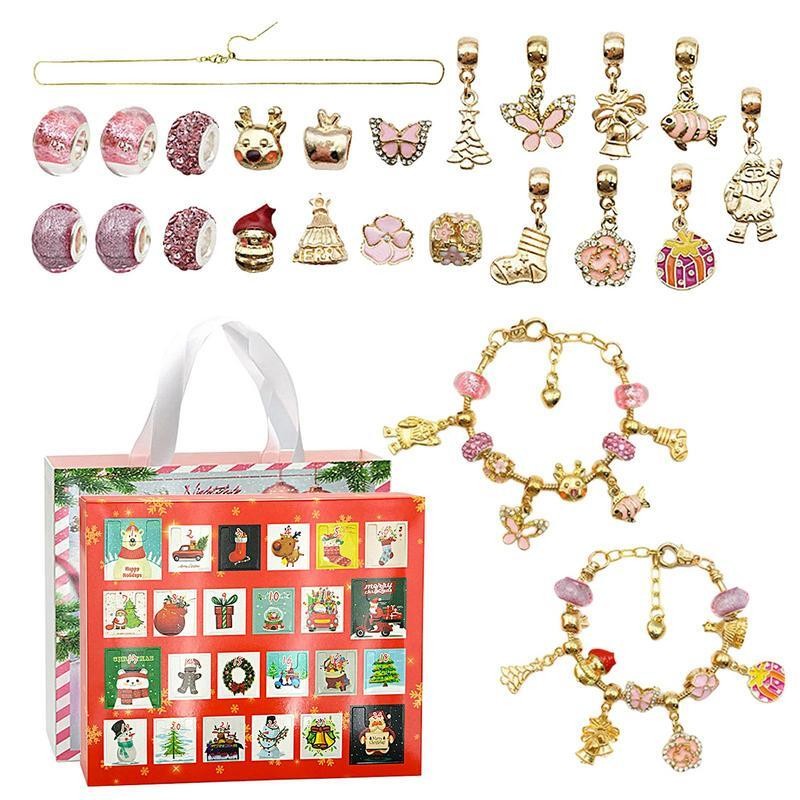 NEW 24 Day Countdown Calendar Advent Surprise Bd Box Bracelet Set DIY