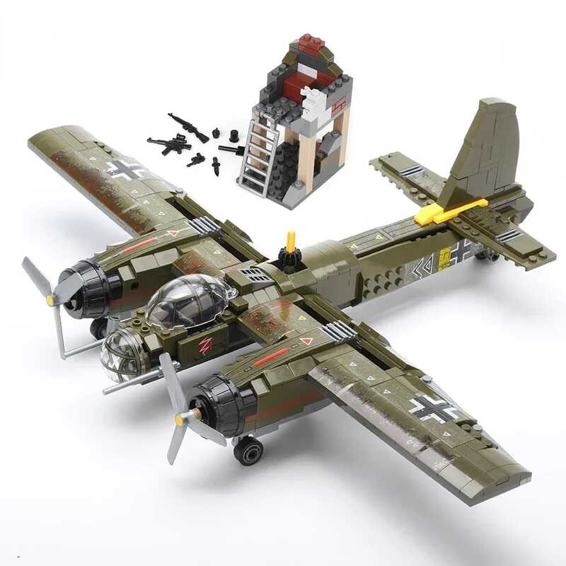 559Pcs Ju88 Bombing Plane Building Block Ww2 Helicopter Soldier Army