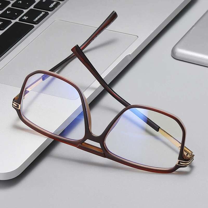 Retro SHAUNA Square Double Bridges Glasses Kababaihan Malinaw Anti Blue ...
