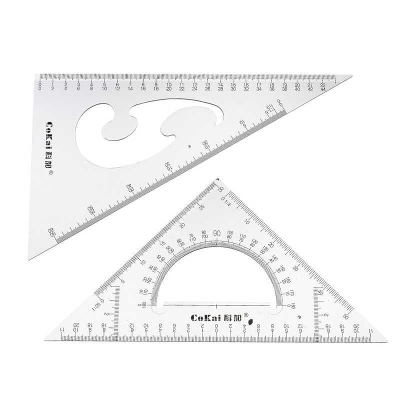 Triangle 0 Ruler Square Set na may Built-in Protractor 22cm 30/60 at 45 ...