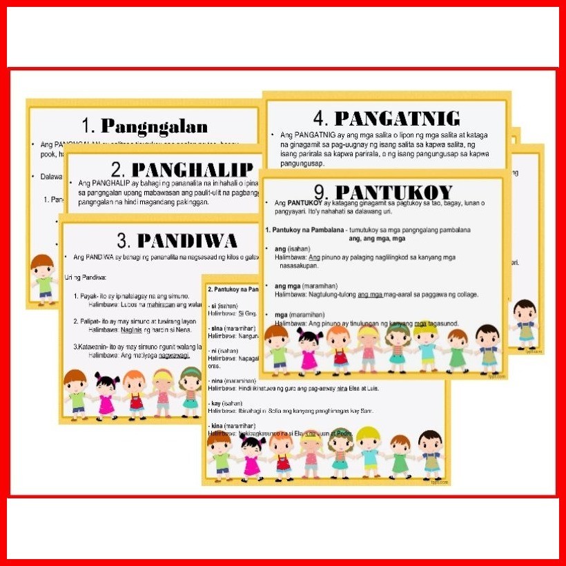 A4 size laminated charts Mga Bahagi ng Pananalita, Pangngalan ...