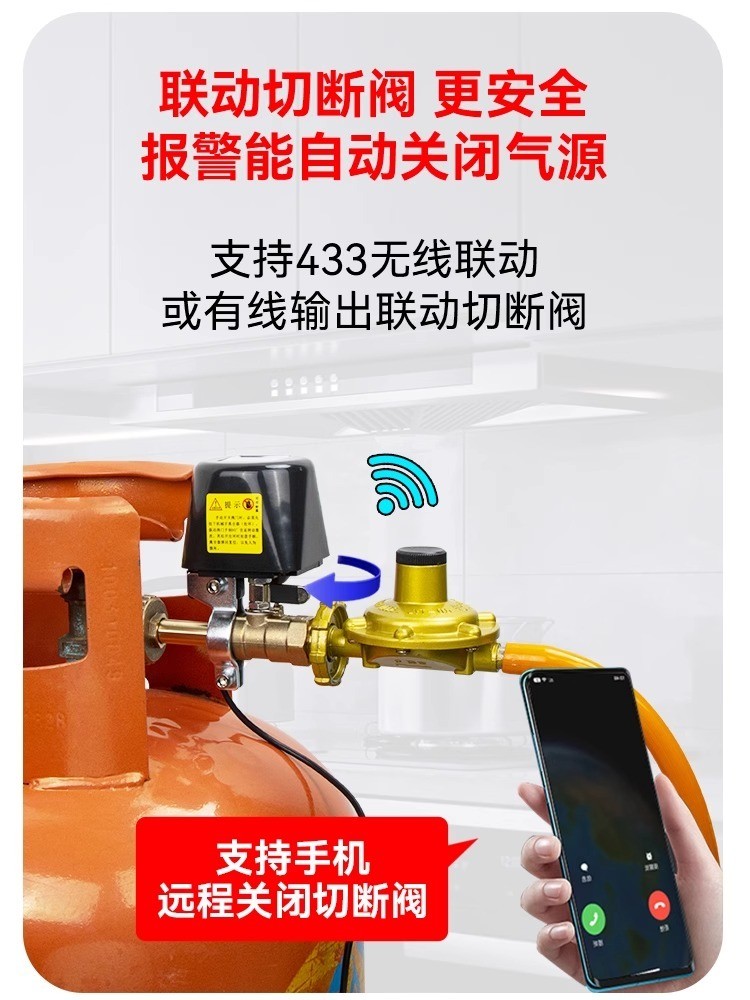 Image showcasing Gas alarm, commercial gas leak automatic shut-off valve, liquefied gas ...