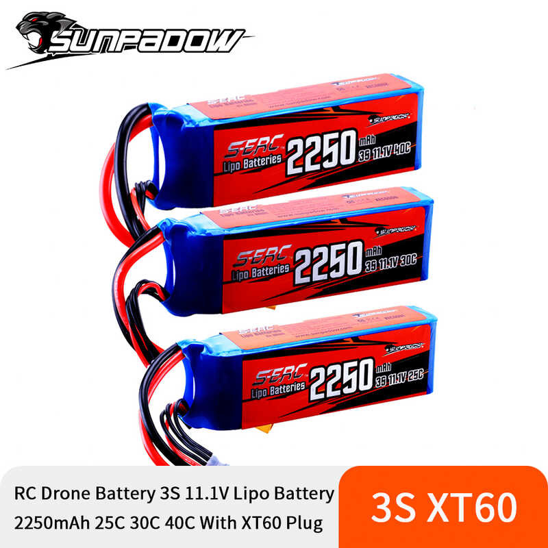 SIGP 11.1V 3S Lipo Batteria 2250mAh 40C Pacco Morbido con Spina JST per RC Aereo Quadricottero Elicottero Drone PRV Hobby da Corsa