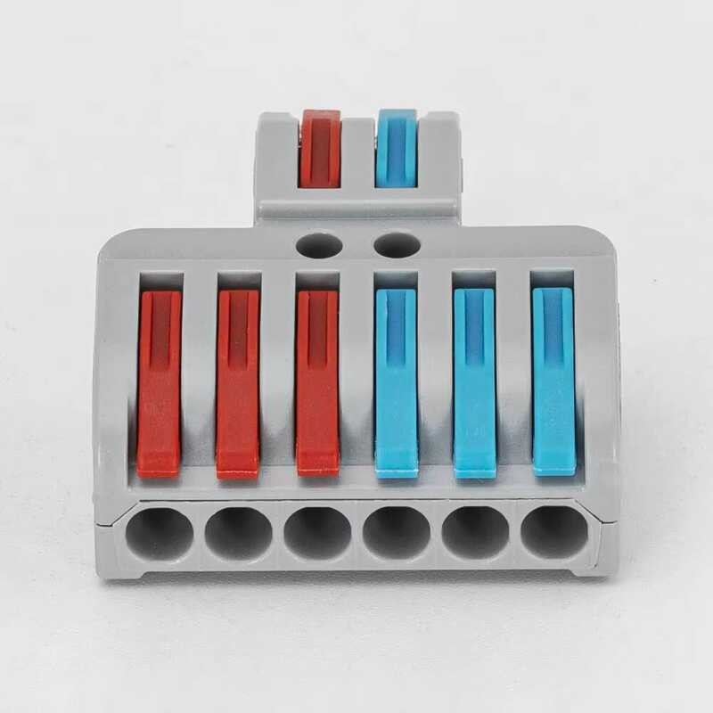 221 Lever Nut 2-In-6 Terminal Block DIN Rail Mount Solid/Stranded Wire ...