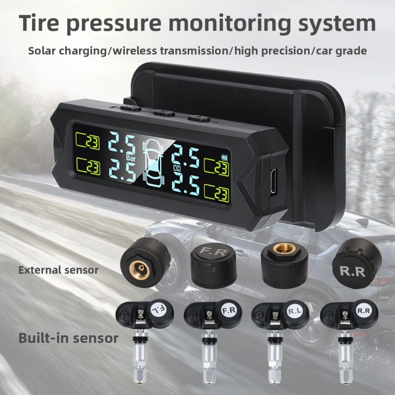 Car Solar TPMS Tyre Pressure Monitor System Easy Installation Color ...