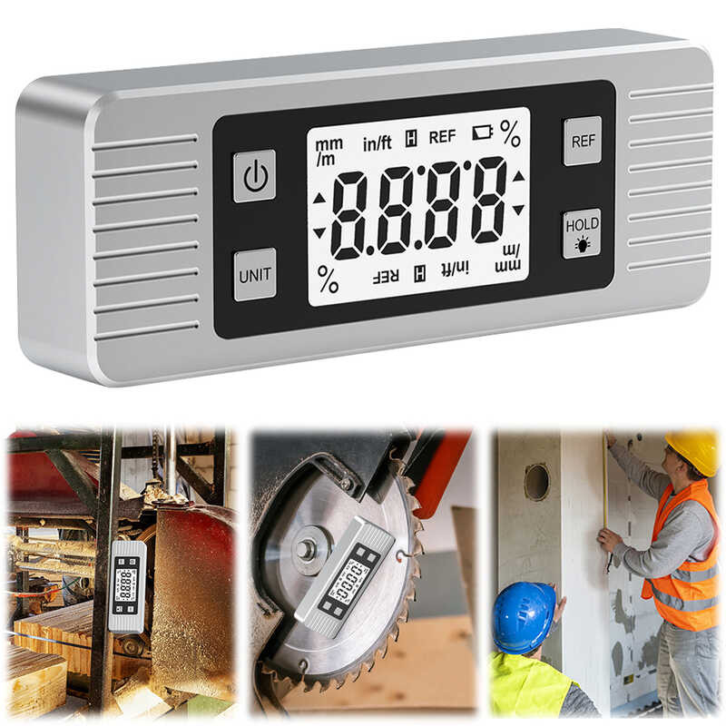 Digital 8 Protractor Magnetic Incometer 360 Degree Level Angle Slope ...