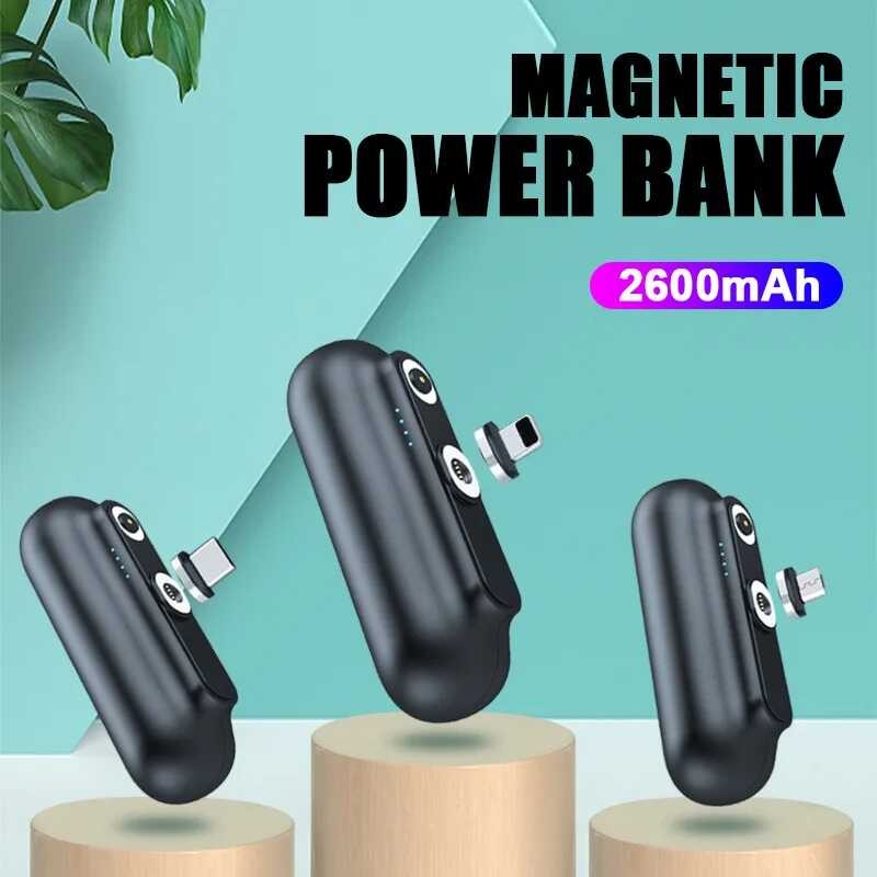For Iphone Android Type-C Plug Power Bank Magnetic Mini Portable ...