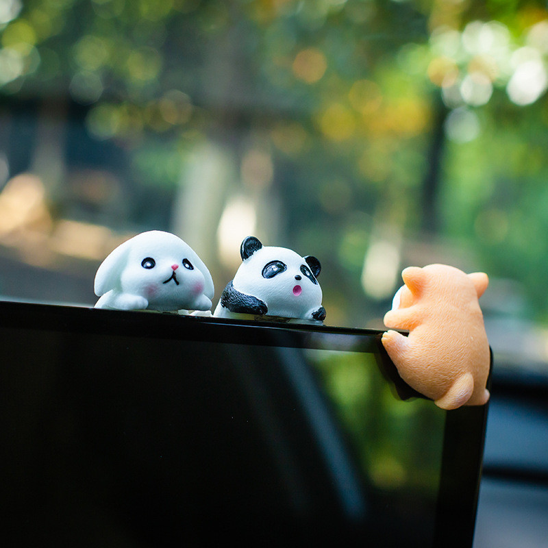 Mini Animal Ornaments Decoration Computer Car TV Monitor Crouching ...