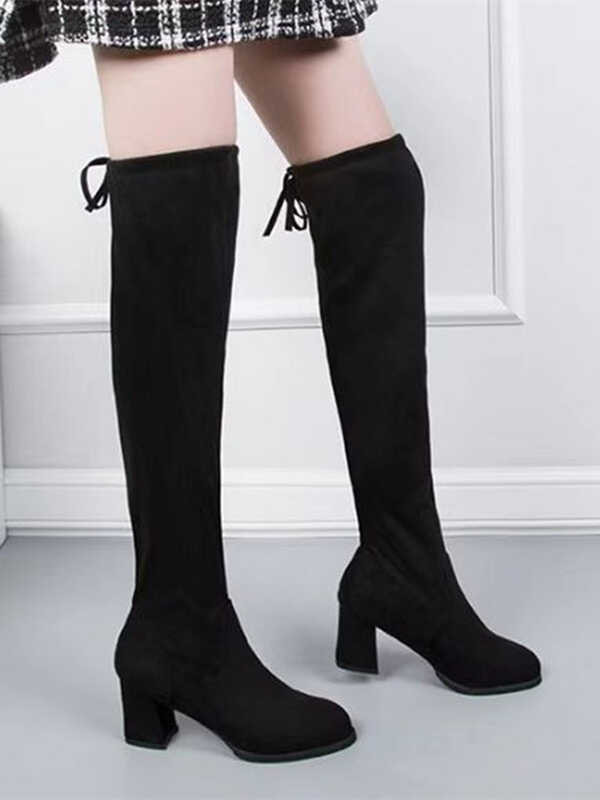 an High Heels Over Knee Boots, Thick Heels, Elastic Boots, Versatile ...